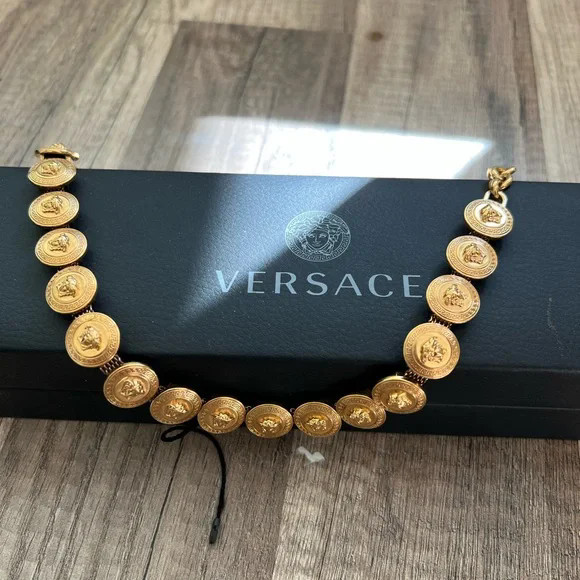 Versace Necklace Greca Signature Gold Choker Greek Key Medusa