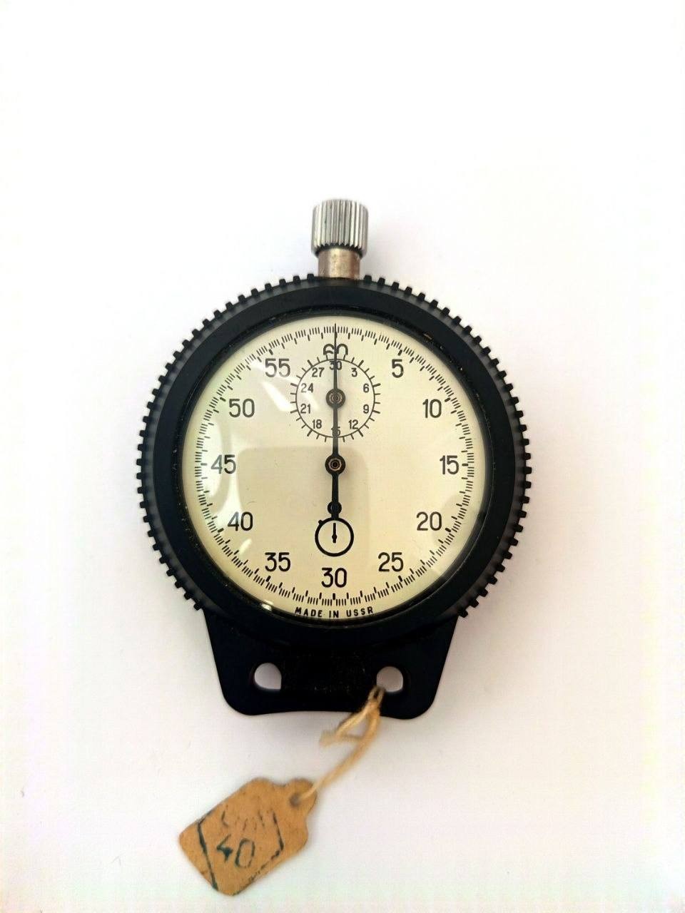 Soviet AGAT Stop Watch 16 jewels Chronometer 2 dials 30-min / 60-sec Black NOS