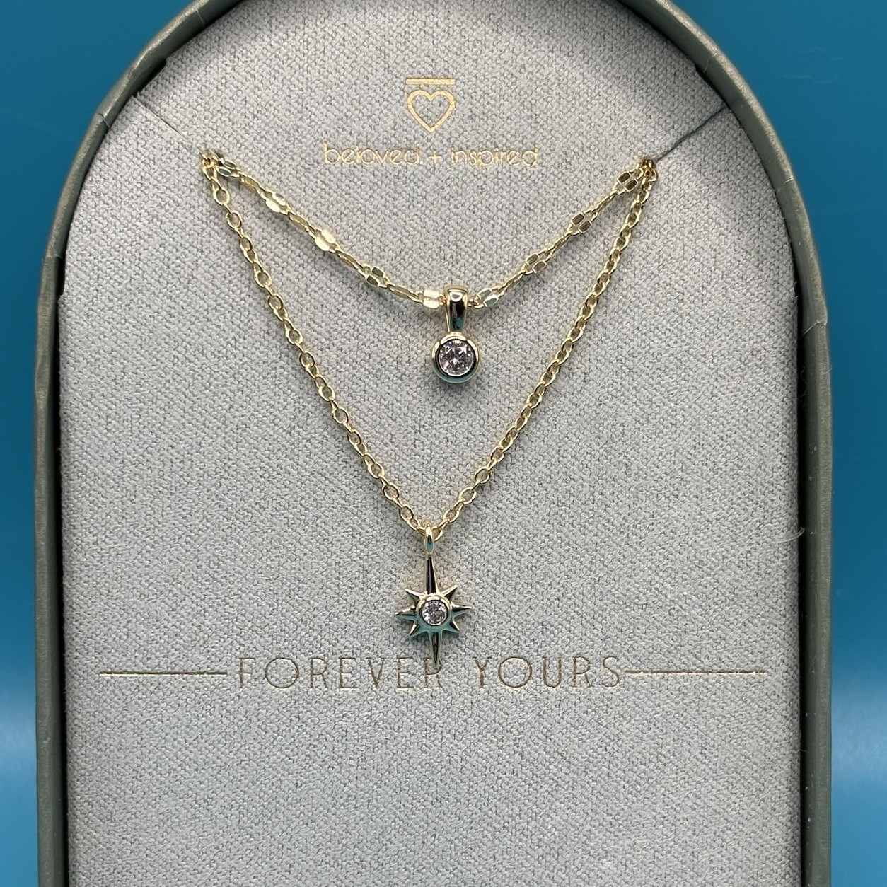 Beloved + Inspired 14K Gold Dipped Starburst Bezel Multi-Strand Necklace NEW