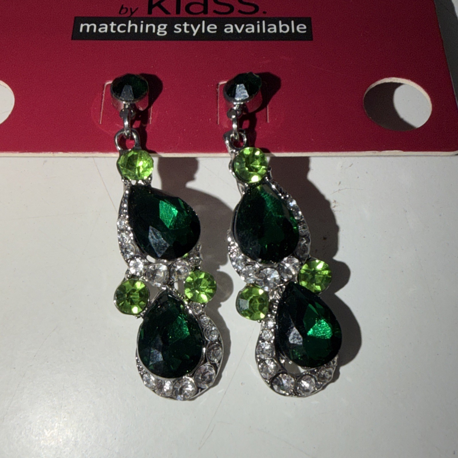ACCESSORIZE GEM DROP EARRINGS GOLD GREEN