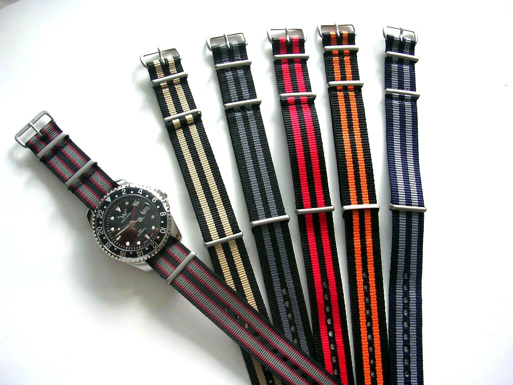 19mm Black NATO G10 Premium nylon watchband Pilot RAF Bond IW SUISSE 18 20 22 24