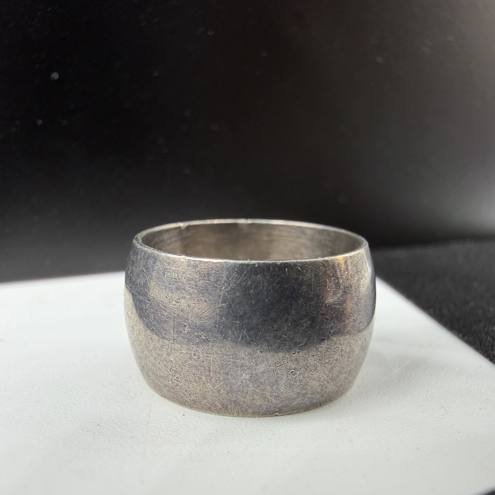 Vintage NB Sterling Silver 10mm Wide Simple Plain Cigar Band Size 5 Ring 6.4g