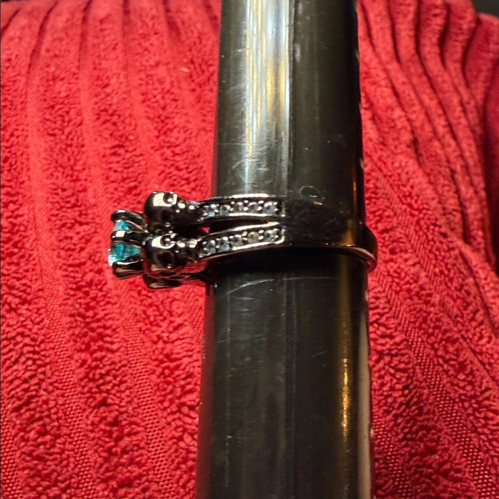 10K Black Gold Blue Gemstone Ring
