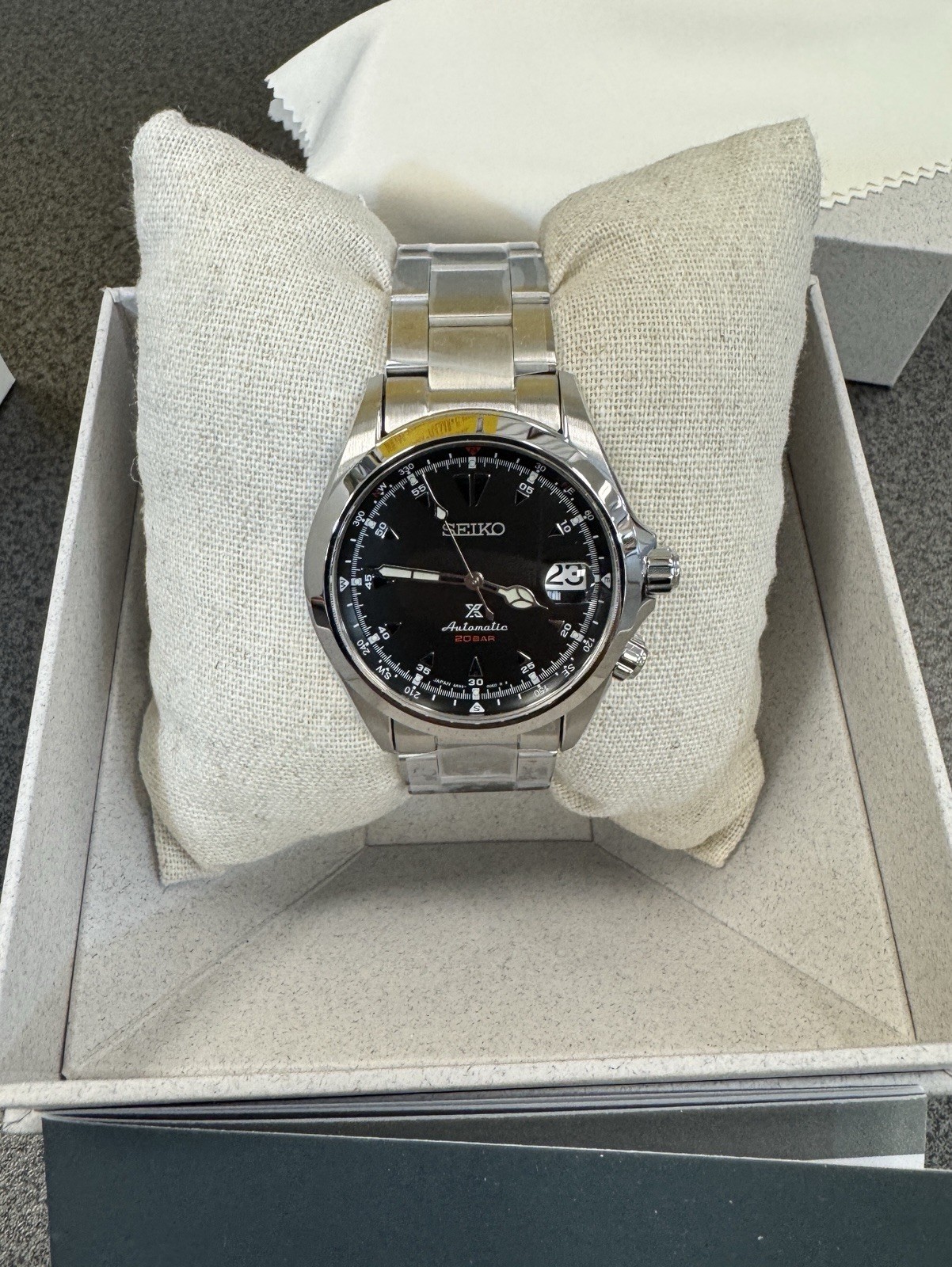 Seiko Prospex Alpinist Black Dial Steel Bracelet Watch SPB117 New With Tag Japan