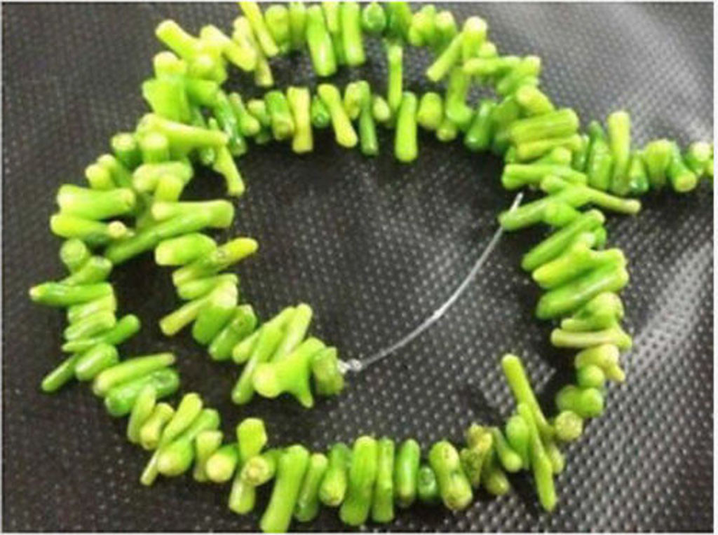 Natural 4x10mm Green Coral Gemstone Chip Loose Beads 15” Strand
