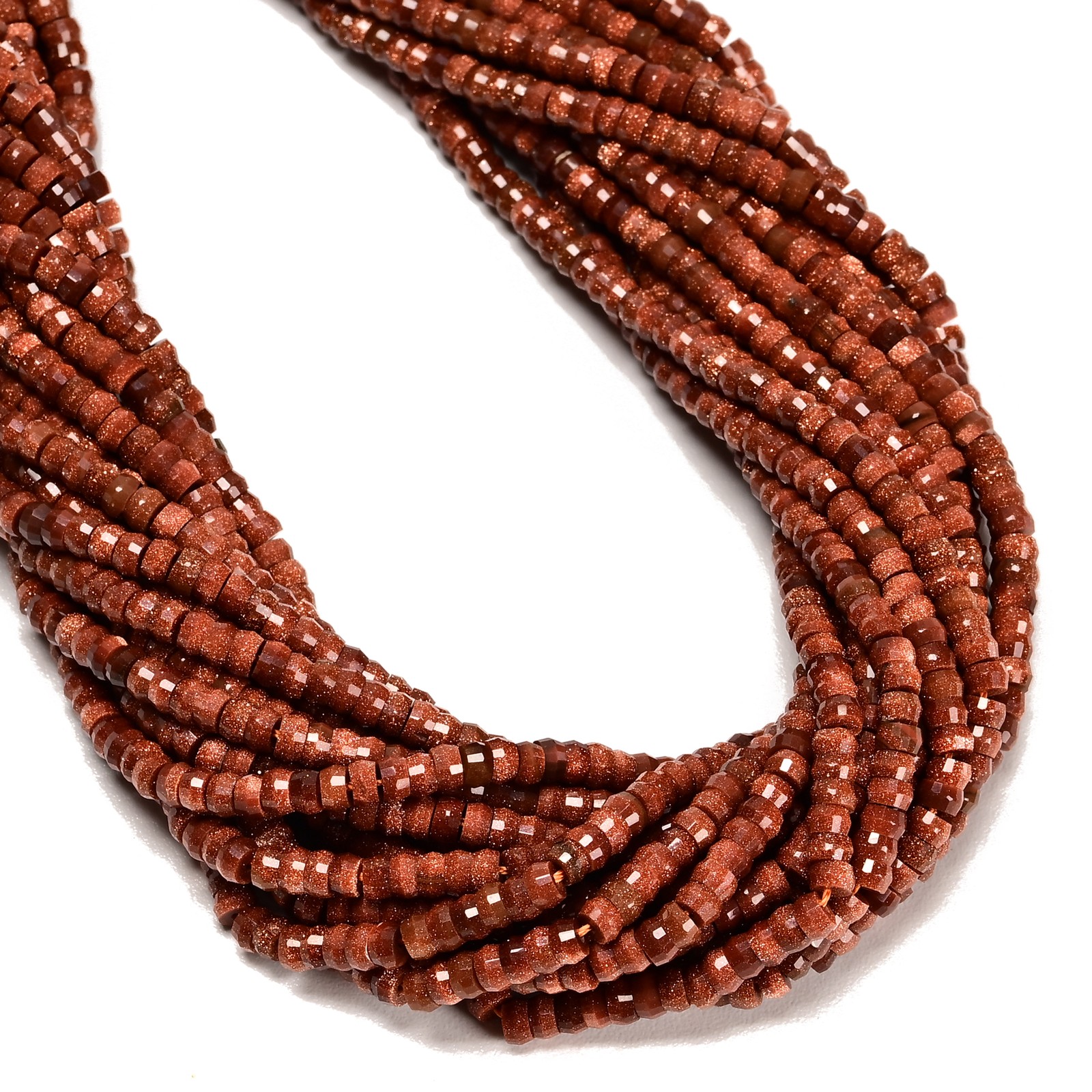 Gold Sandstone Faceted Rondelle Wheel Beads Size 2x4mm 15” Strand