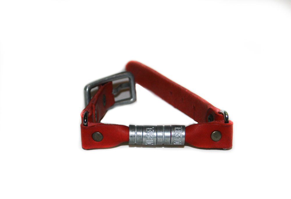NEW DIESEL Brand 2 – ARIN Italian Vintage Black Yellow Red Leather Bracelet Cuff