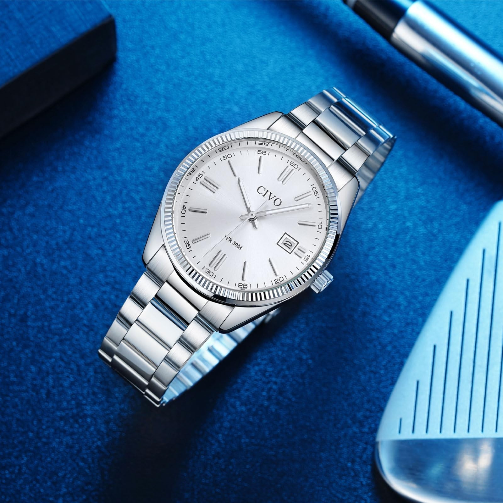 Stylish Men’s Analog Watch – Easy-to-Read Date Display, Stainless Steel Dress Wa