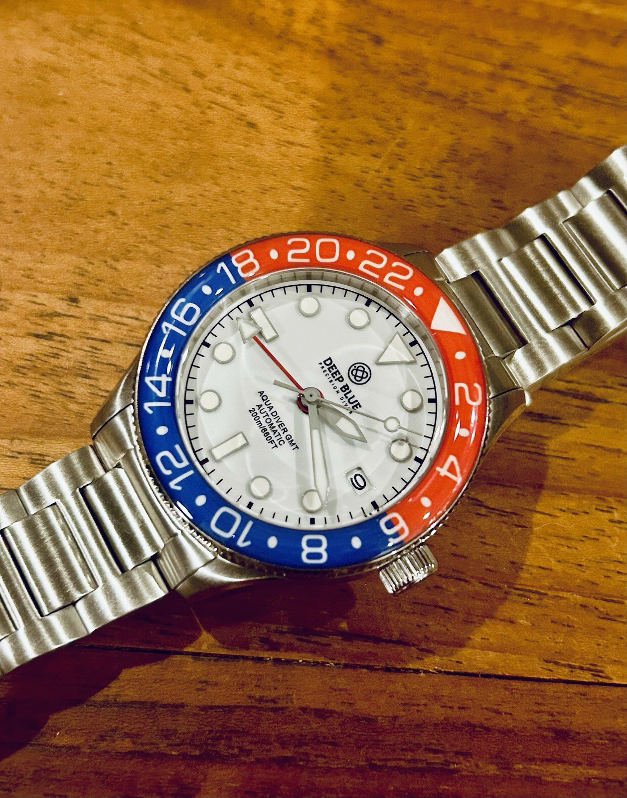 Deep Blue AQUA DIVER GMT AUTOMATIC 40mm RED/BLUE (FULL KIT!) 200m Dive Watch