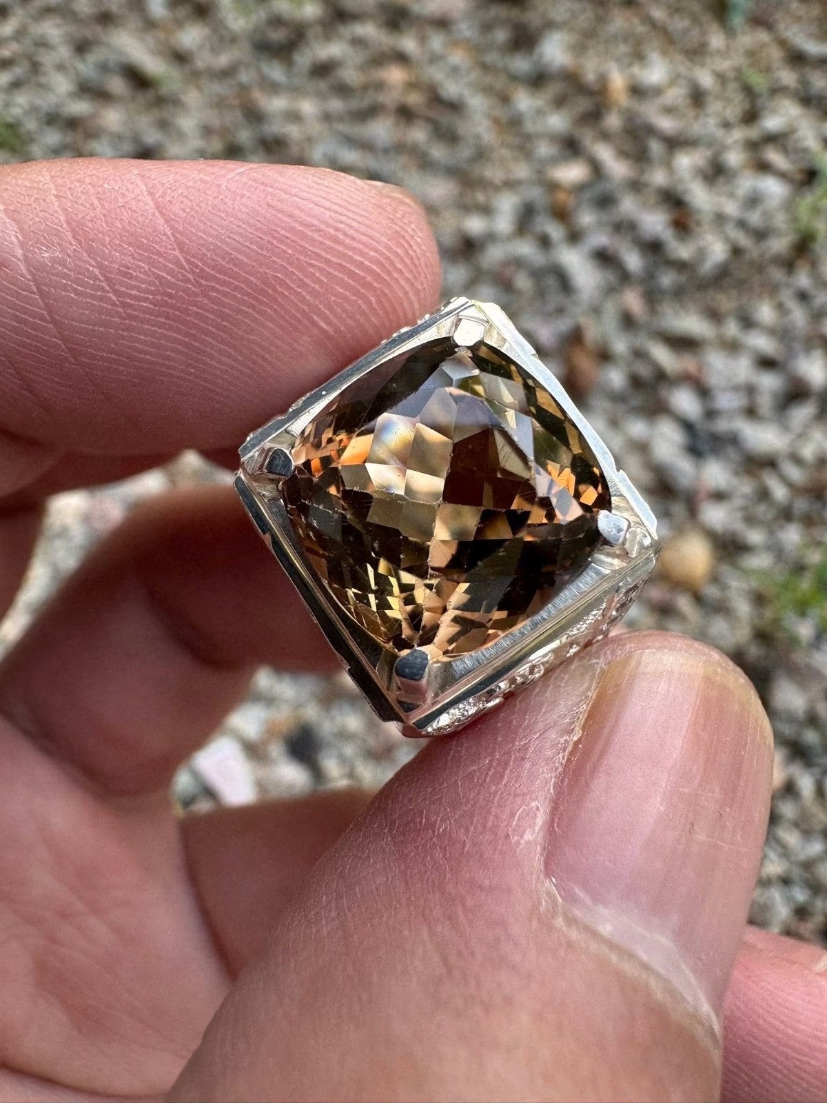 Top Quality Smoky Quartz Gemstone 925 Sterling Silver Men’s Ring Wedding Gift D7