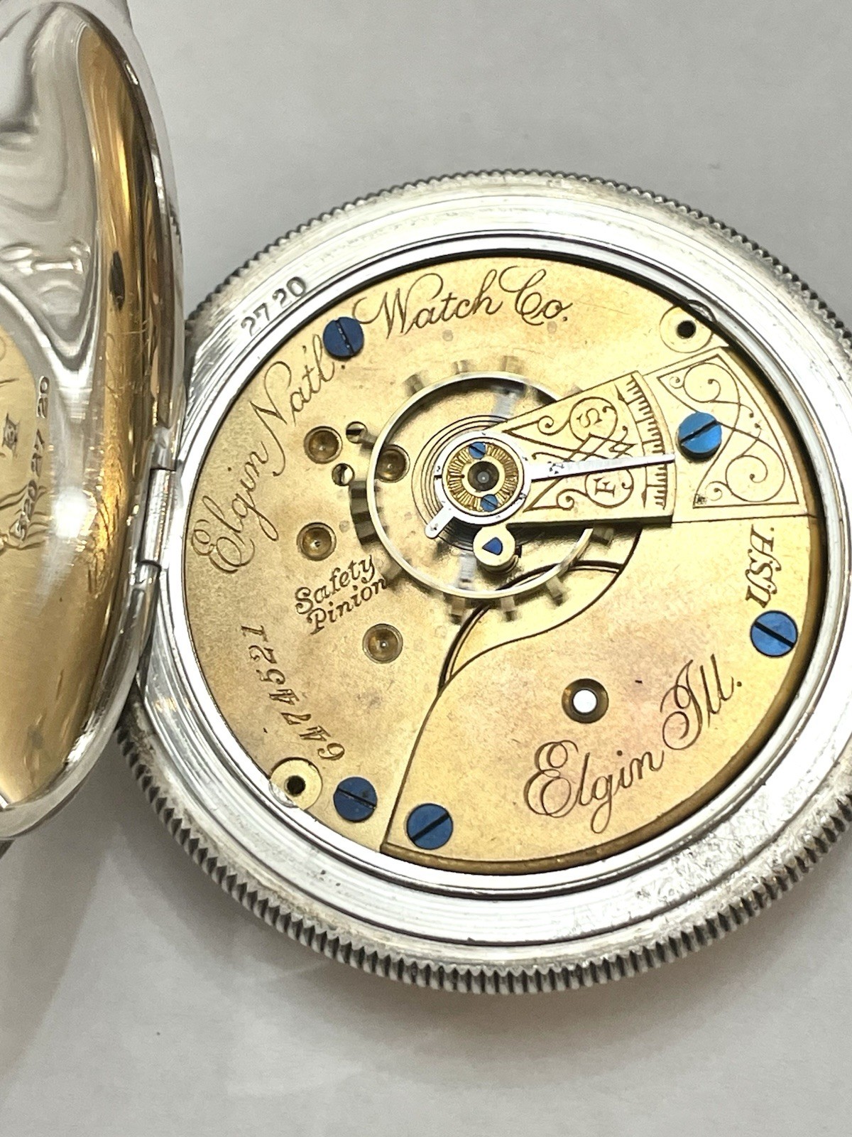 Excellent 1896 Elgin Coin Silver 18S Pocket Watch Serviced keep time 156g. 56mm.
