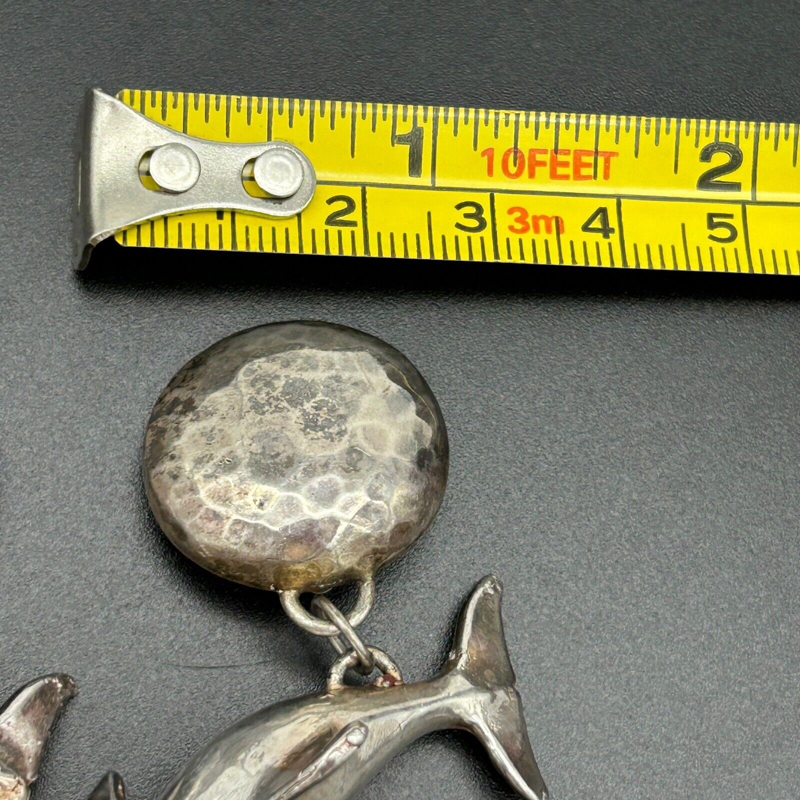 Vintage Signed Susan Cummings Sterling Silver Dolphin Dangle Clip On Earrings