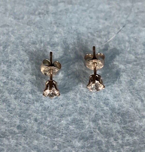 14k Gold Filled 4mm Sparkling White Topaz Stud Earrings