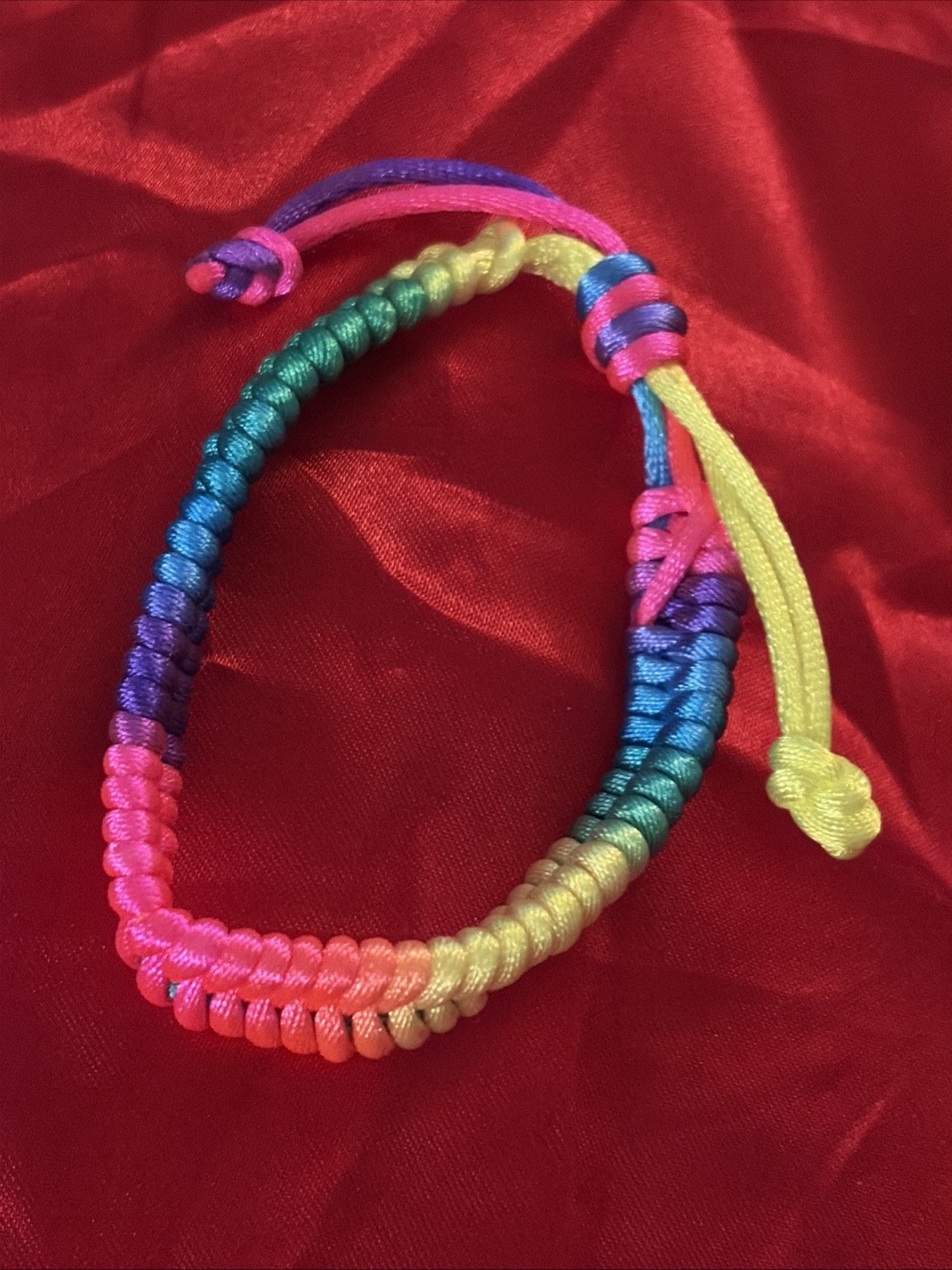 NEW COLORFUL NEON NYLON HERRINGBONE WEAVE FRIENDSHIP BRACELET ADJUSTABLE NIP