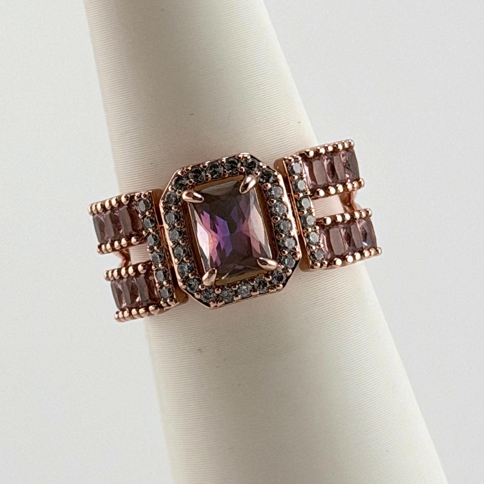 Bomb Party Ring Sz 7 “Fits Like a Glove” Rainbow Topaz on Rose Gold RBP6669