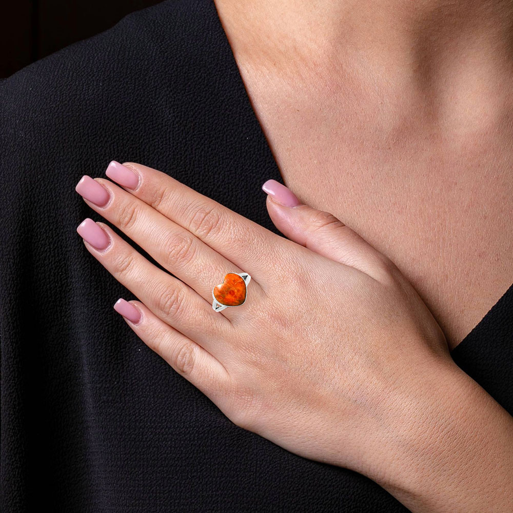 Heart Shape Natural Gemstone Ring 925 Sterling Silver Handmade Love Gift AGR1036