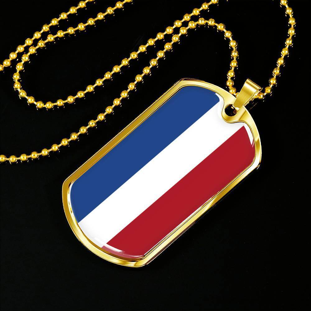 Netherlands Flag Necklace Netherlands Flag Dog Tag Necklace Stainless Steel 24″