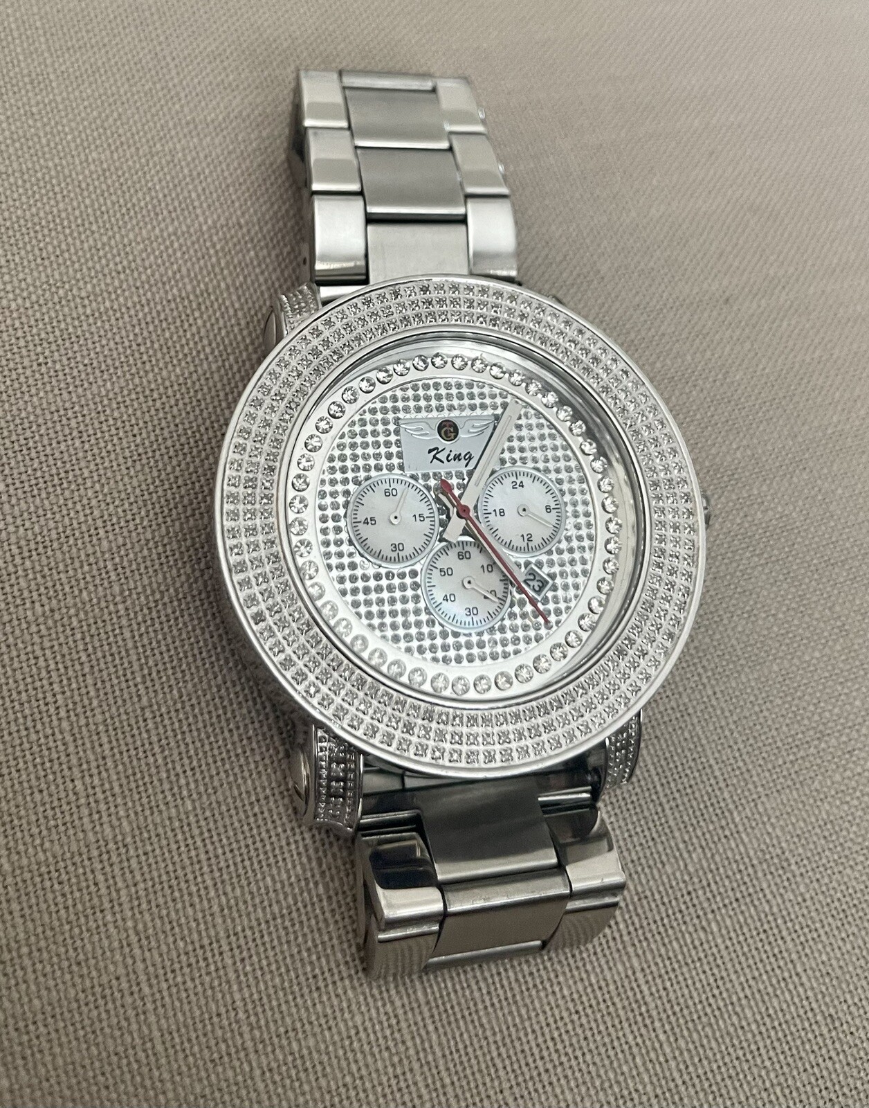 Mens King By Techno Grill DIAMOND Watch 50mm Crush Illusion Dial 3.50 CT