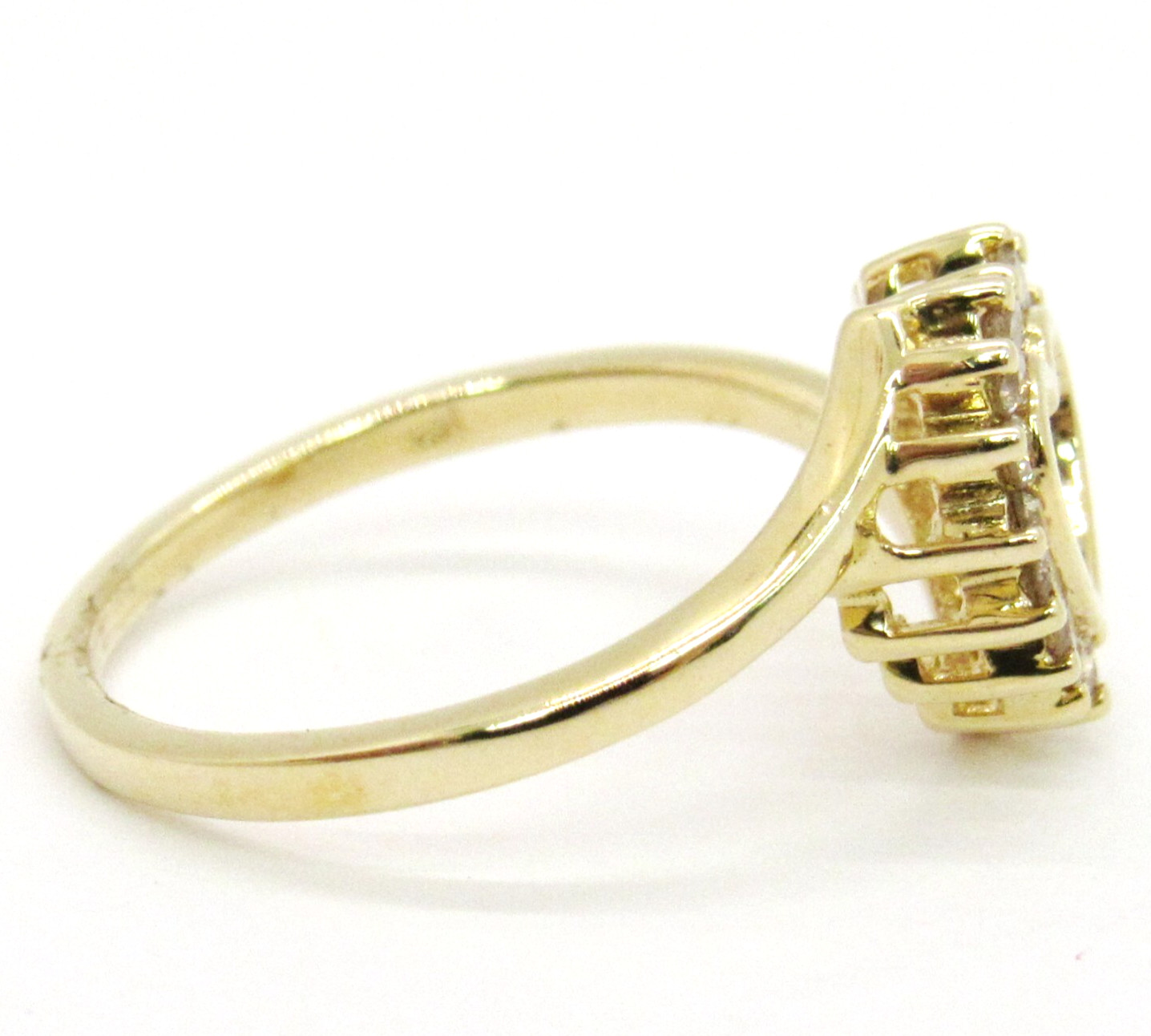 14k Yellow Gold Diamond Open Heart Right Hand Love Lovers Ring Size 7 V-DAY GIFT