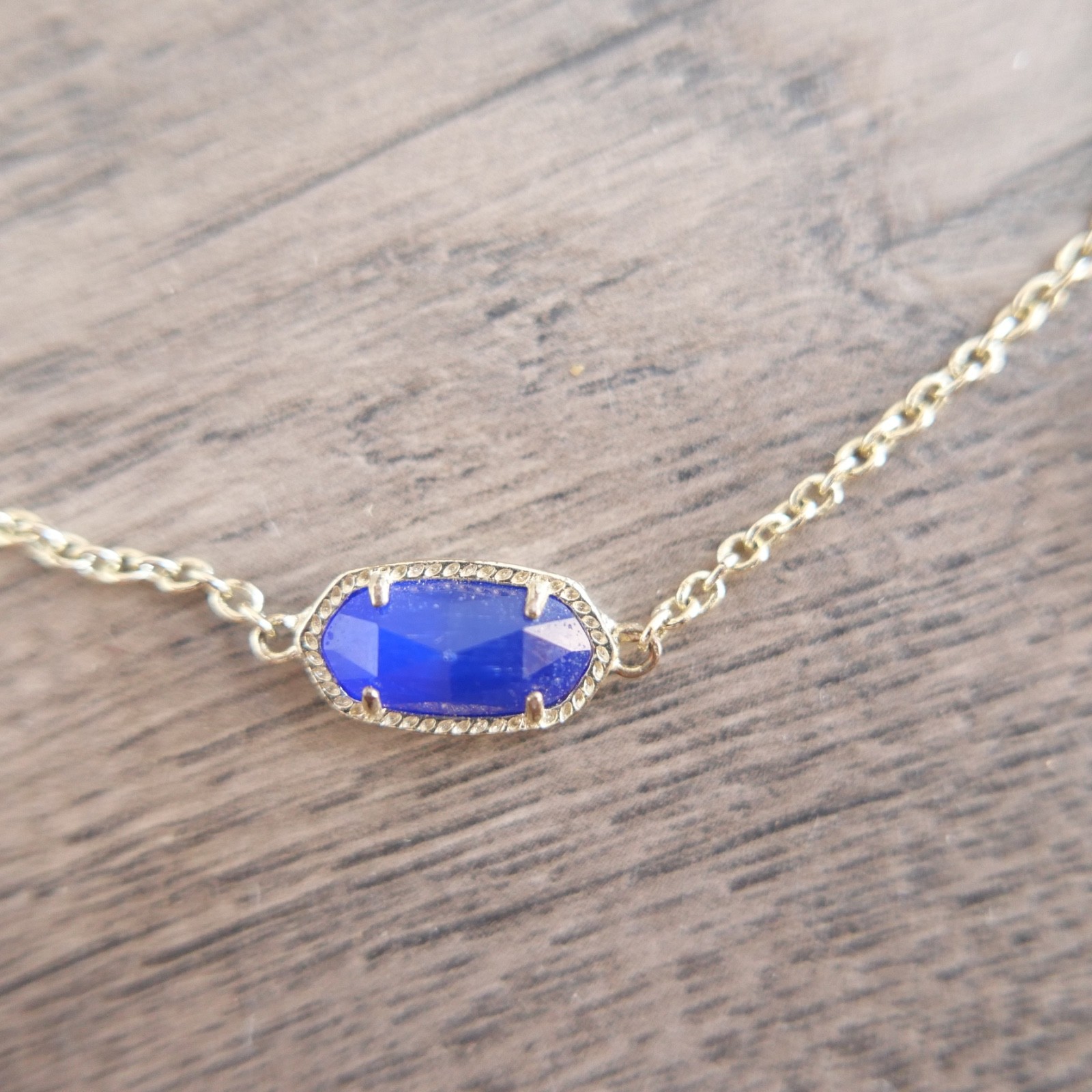 Kendra Scott Elaina Bracelet Rose Gold Adjustable Slider Oval Navy Blue Stone