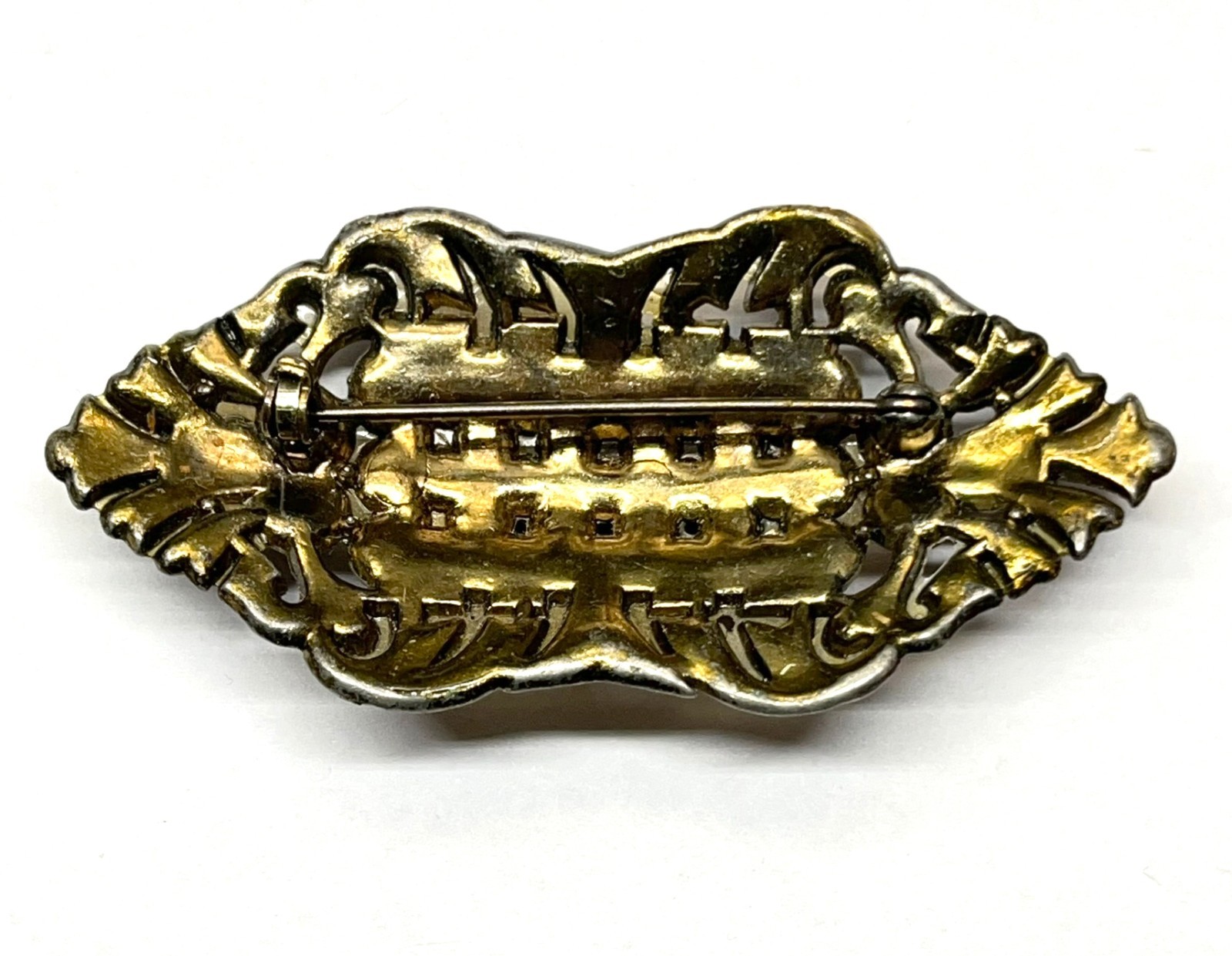 Antique VTG 1930s Art Deco Czech Bohemian Glass Pomegranate Red Cabochon Brooch