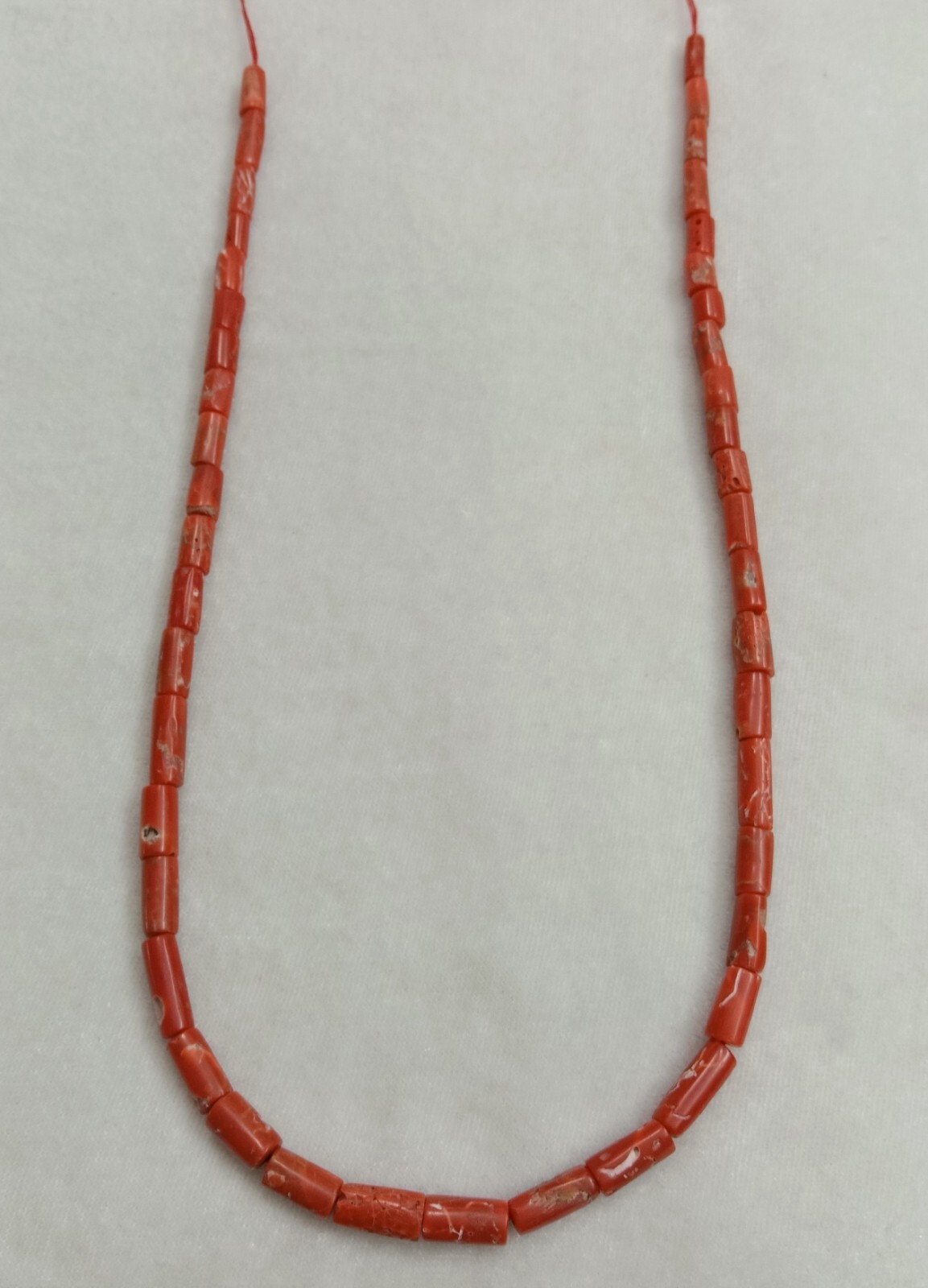 16″INCHES 100%Natural Italian coral pipe Beads.AA quality.Size 4x10mm to 5x10mm.