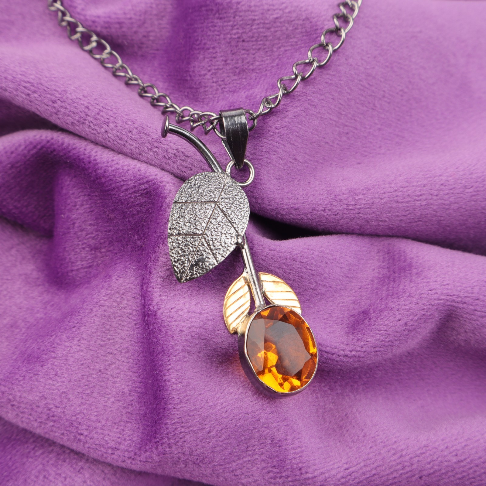 Natural Citrine November Birth Mother Bezel Pendant Jewelry 925 Sterling Silver