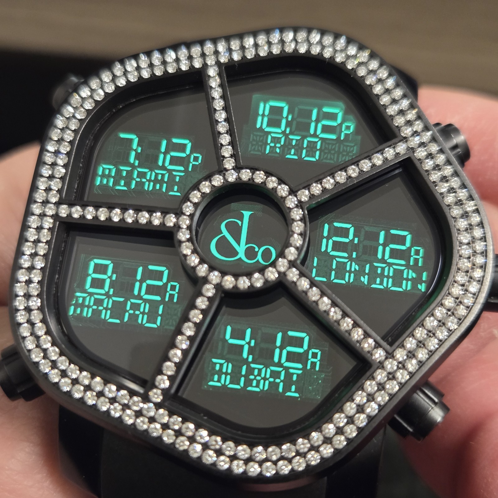 JACOB & CO 5 Time Zone Ghost 1.96ct VS White Diamond Watch JC-GST-WHD GMT MINT