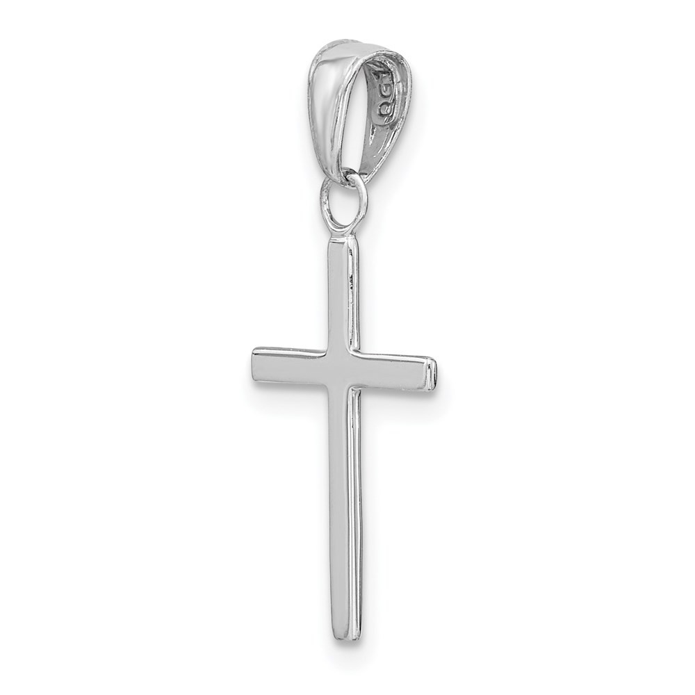 14k White Gold Polished Cross Pendant for Women 0.78gm L-0.94 in,W-0.44 in
