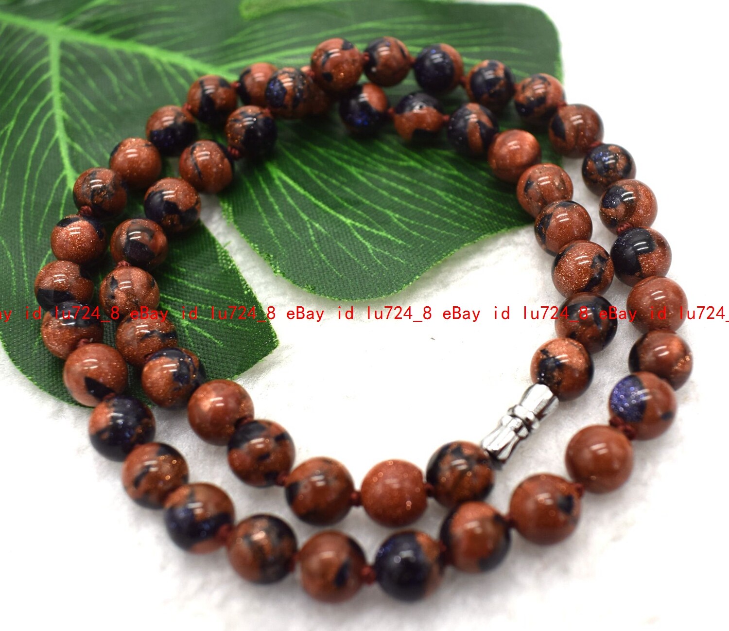 Natural 6/8/10mm Blue Gold Sandstone Gemstone Round Beads Jewelry Necklace 18″