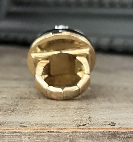 Black Silver Gold Clear Crystal Open Work Round Statement Stretch Cocktail Ring