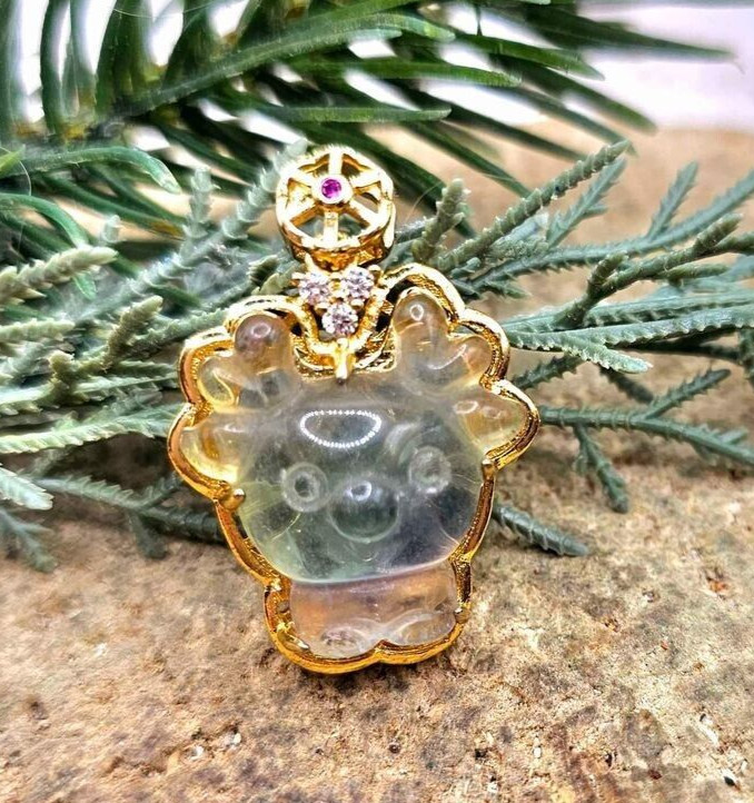 Adorable Nature Rainbow Fluorite Hand Carved Deer Pendant Necklace