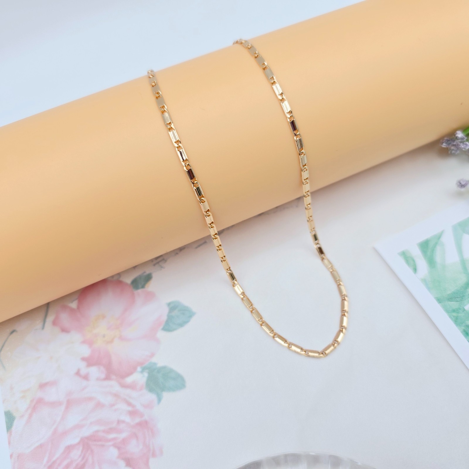with Elegant Rectangular Links, 45+5cm Adjustable, XPNL0058 Rose Gold Necklace
