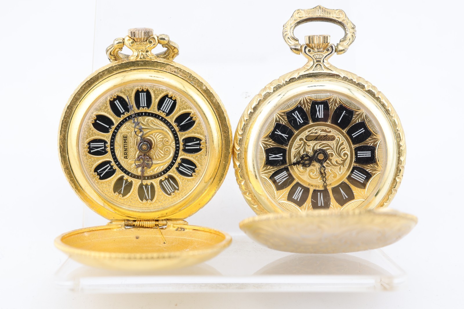 LOT OF 2, SWISS cal. BAUMGARTNER 866, 1j POCKET WATCHES, 34.2mm (LI)
