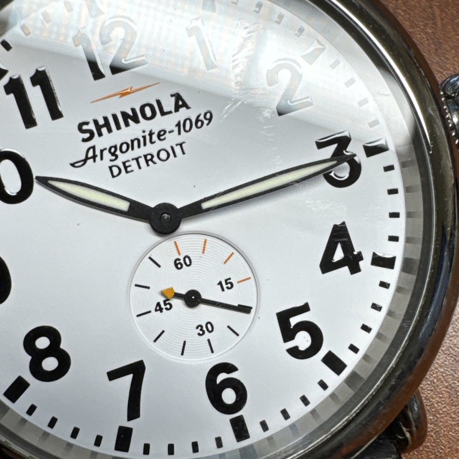 Shinola Argonite 1069 Runwell Stainless Steel 47mm Watch BLack Leather NEW BAT