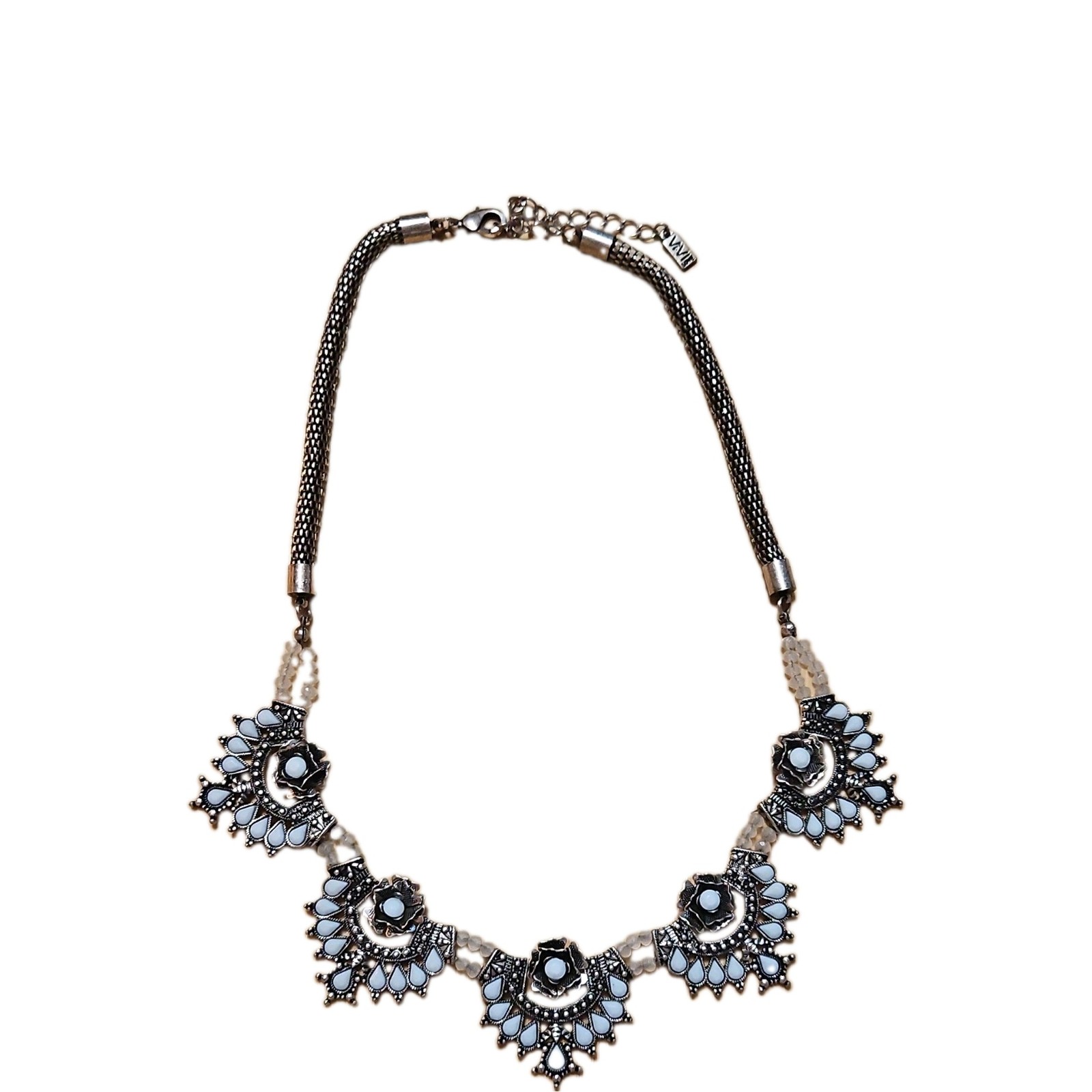 Vintage ViVi LOVE Silver Tone Statement Bib Necklace