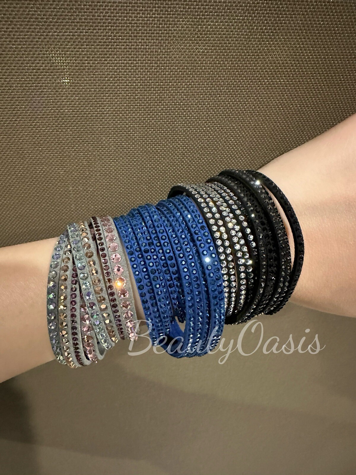 Swarovski Deluxe Slake Crystal Leather Wrap Bracelet, Choose Color (cc-104)