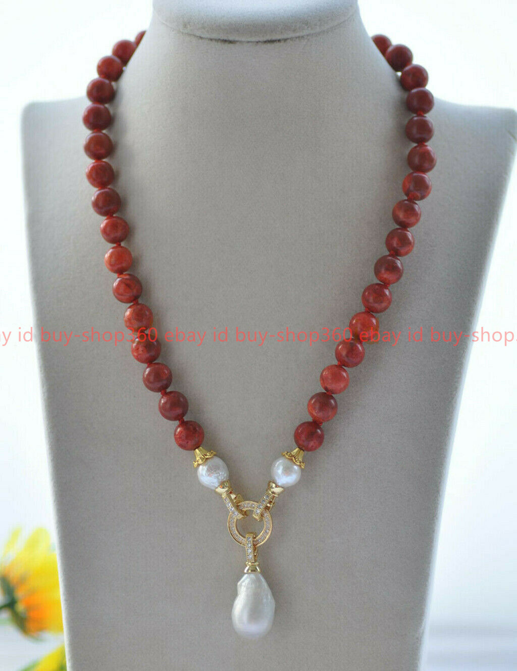 14mm Natural Red Coral White Keshi Baroque Pearl Necklace 26&48in 4 Strand