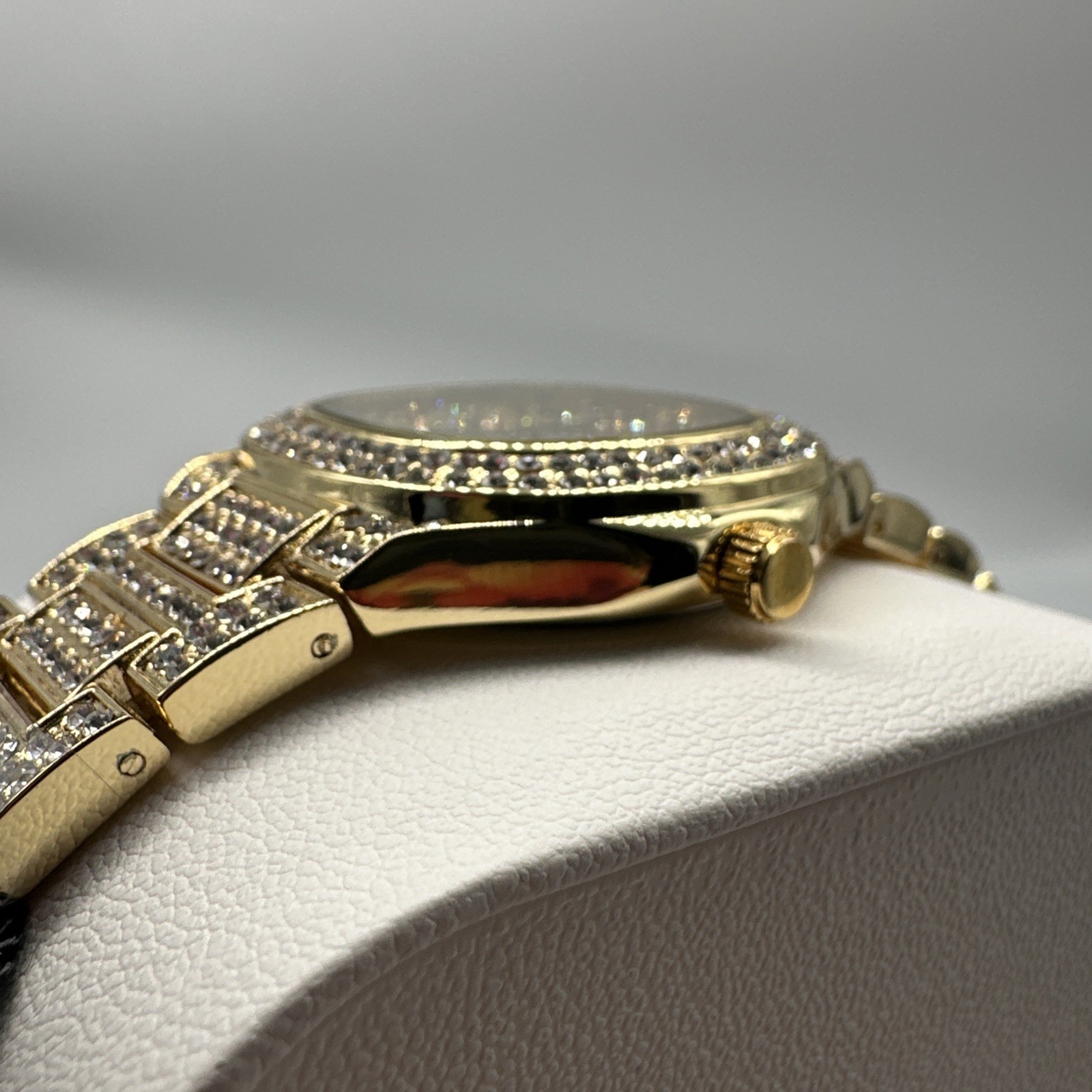 BIBI Men’s Luxury Watch Gold Tone, Iced Out Cushion Fashion Watch, 33mm,B0260