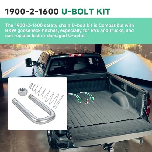 1900-2-1600 Safety Chain U-Bolt Kit Replacement, Compatible with B&W Turnover