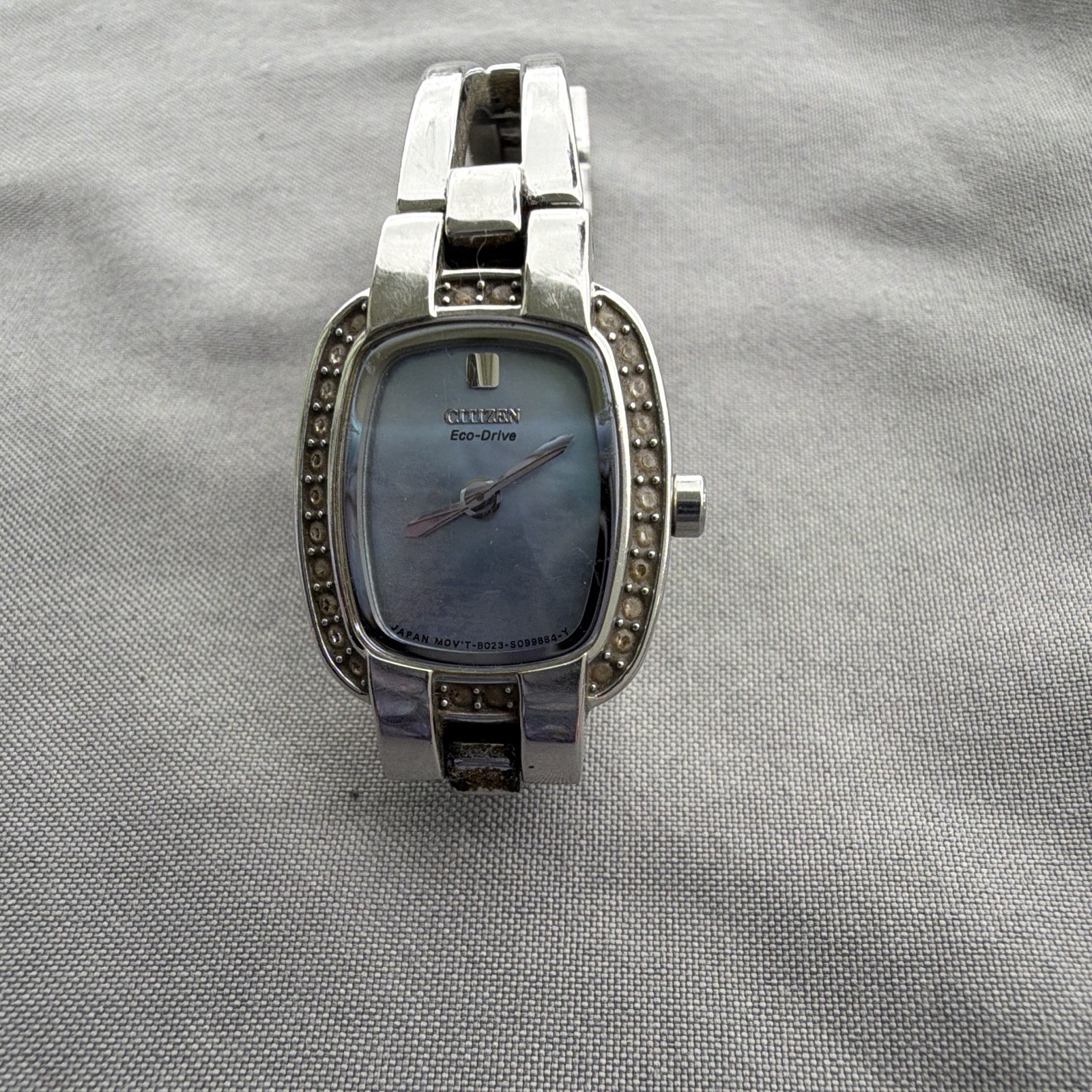 Citizen Eco-Drive Women’s Quartz Analog Blue Dial Silver Bracelet Rectangle