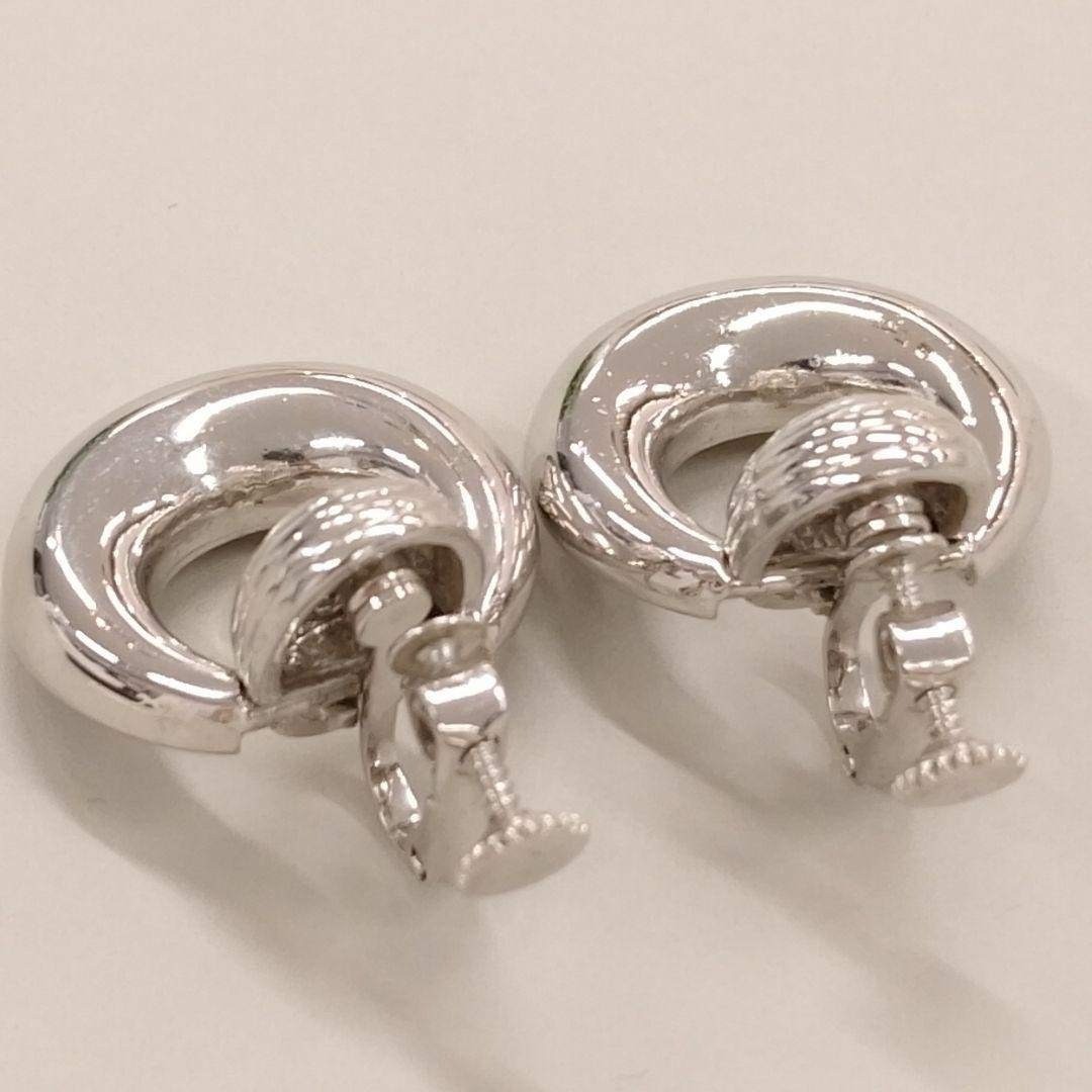 Vintage YSL Yves Saint Laurent Silver Oval Hoop Clip On Earrings Classic Jewelry