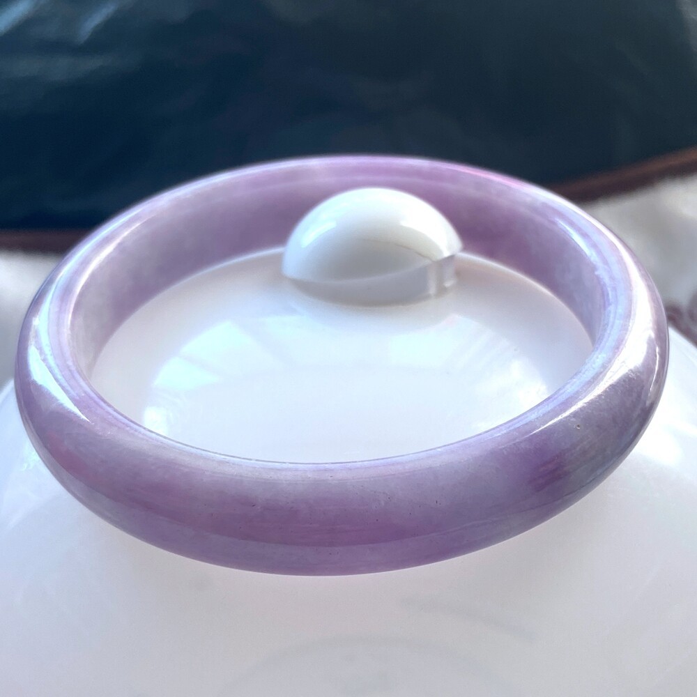 Certified Grade A Lavender 57-58mm Natural Burma Jade jadeite Bangle Bracelet
