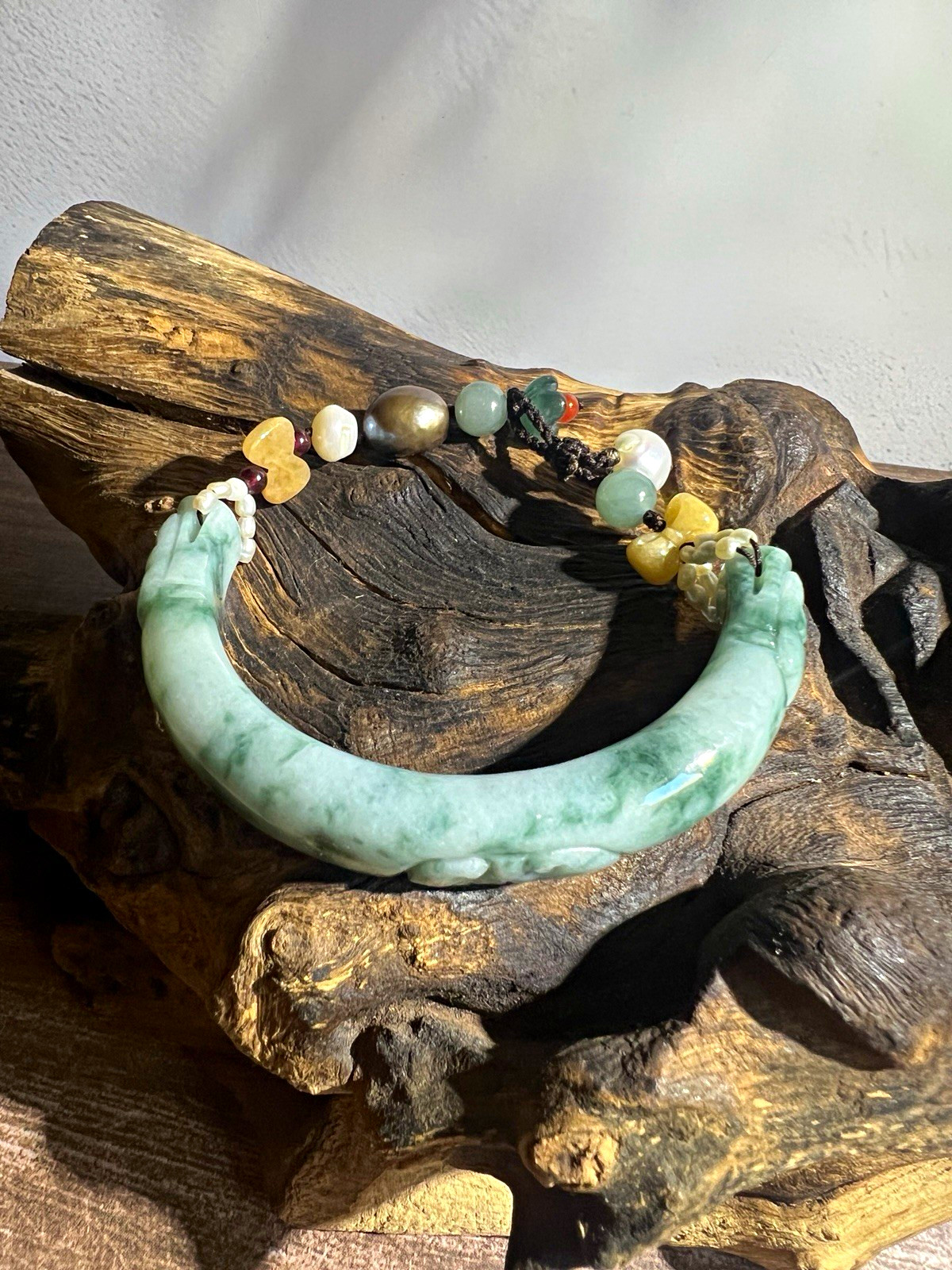 Natural jade half-arace retractable hand rope