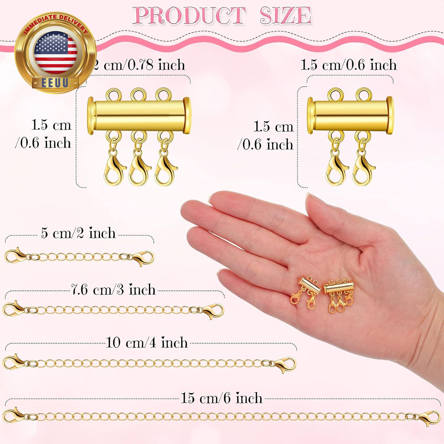 12 Pieces Necklace Layering Clasp Multiple Necklace Connector Slide Clasp and Cl