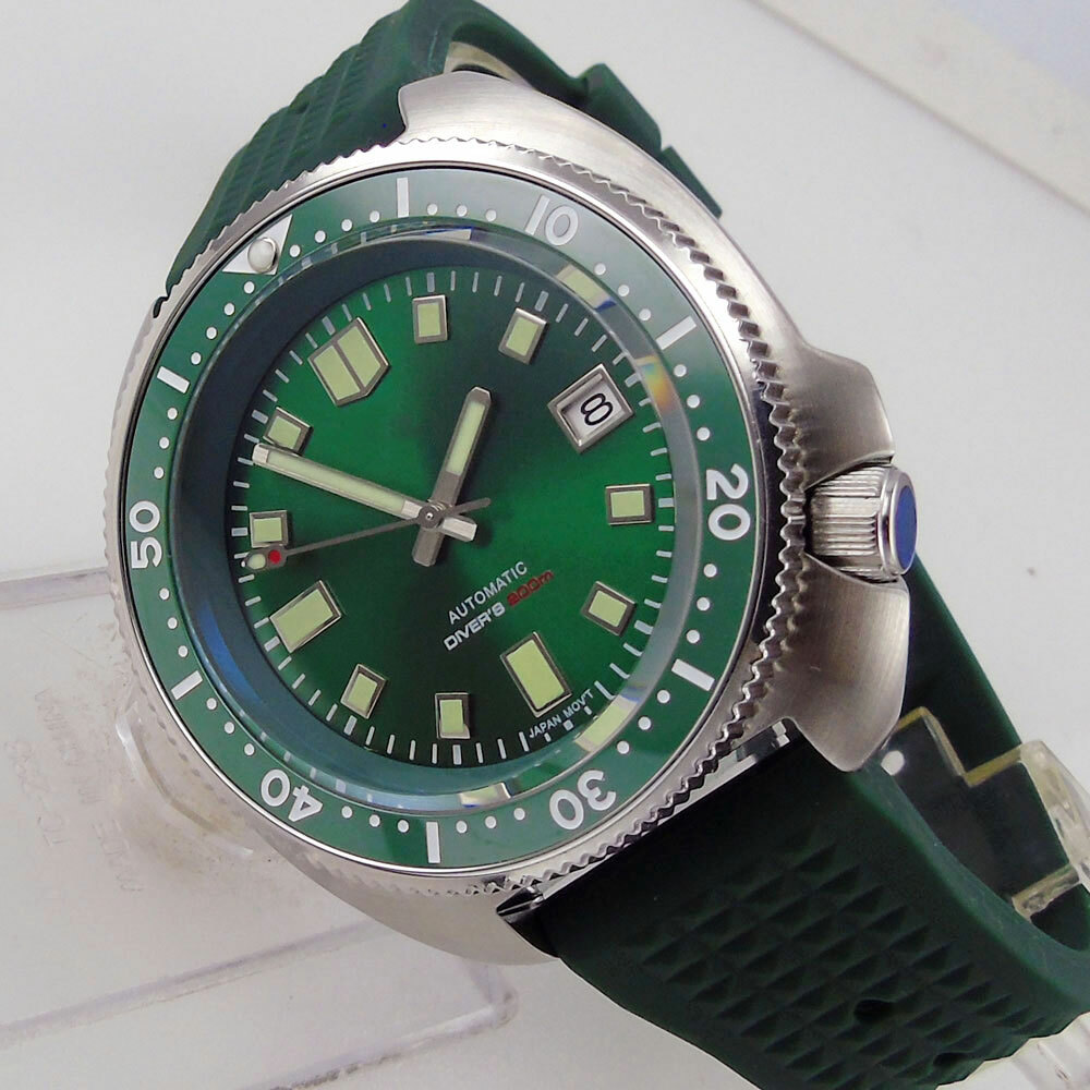 44mm Tandorio sterile luminous green dial NH35 Automatic Steel diving mens Watch