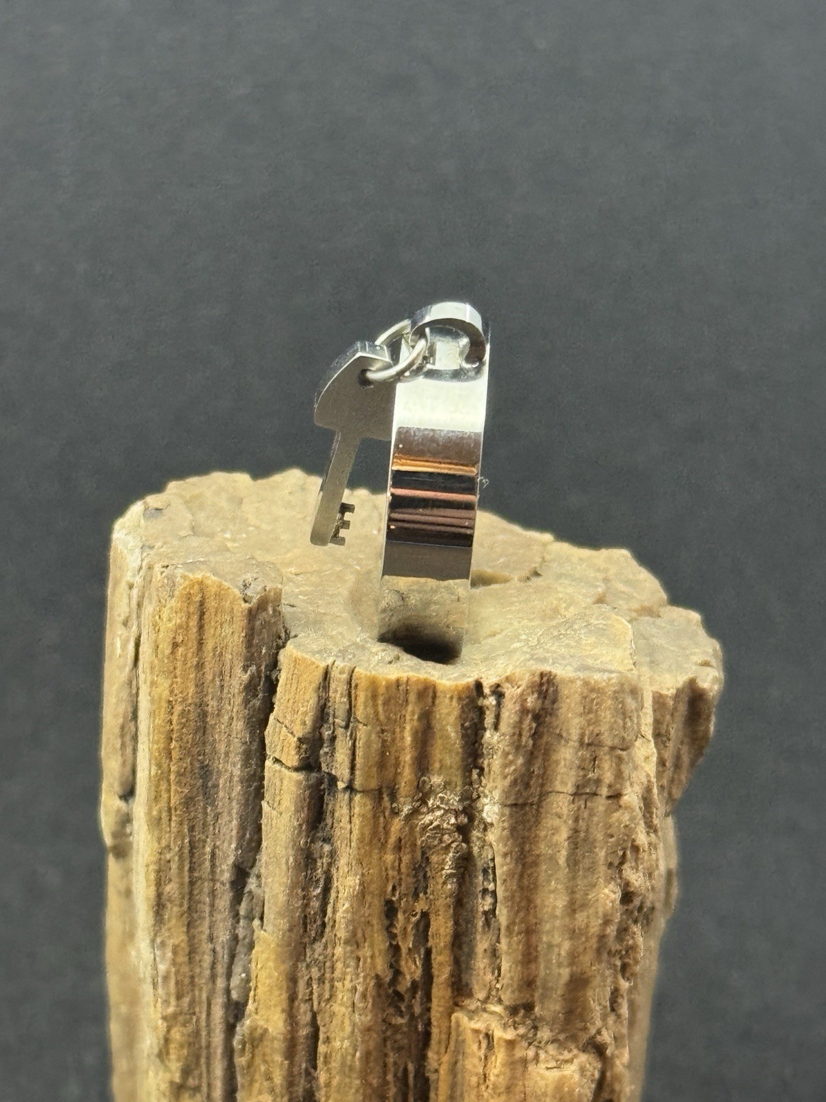 Key Dangle Charm Ring Stainless Steel 6mm Band Width