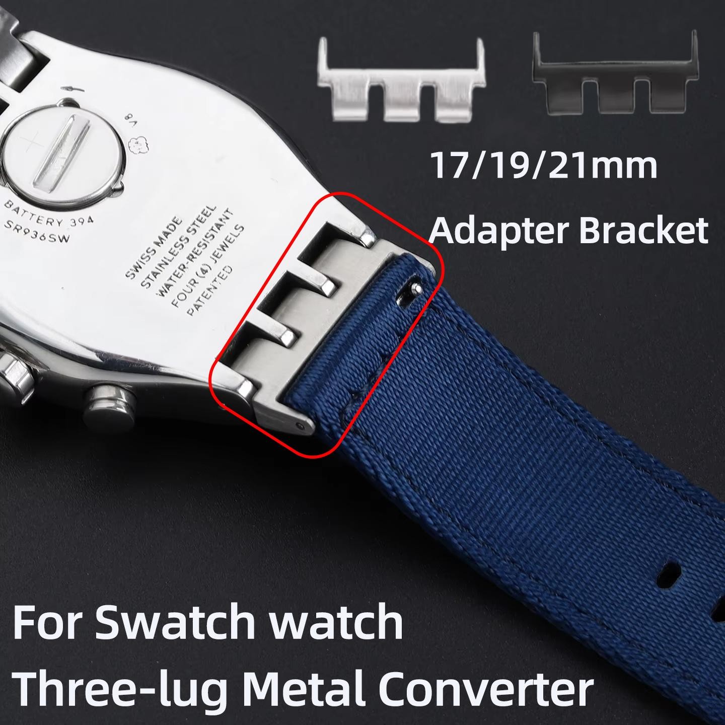 Watch End Links Adapter for Swatch 17mm 19mm 21mm Strap Connector with Tool