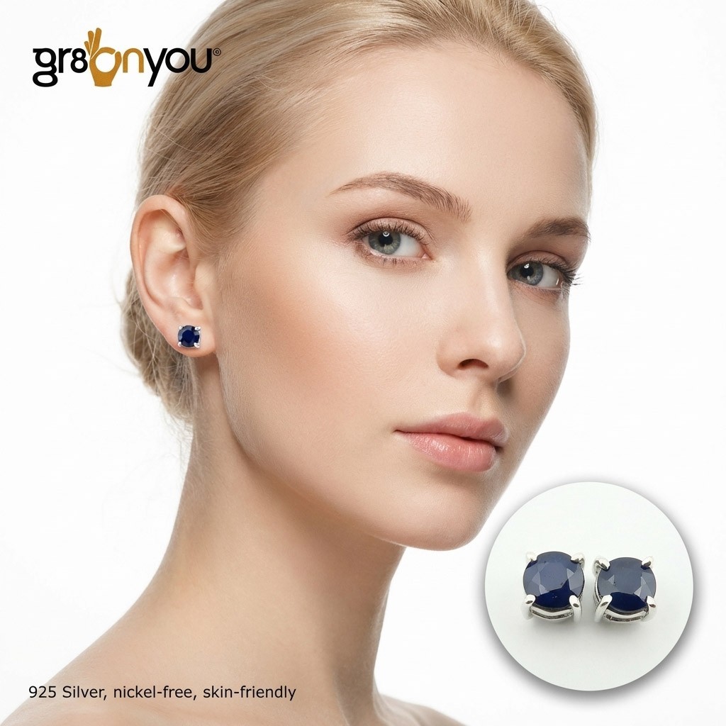 gr8onyou AAA Quality SAPPHIRE 925 Pure Silver Elegant Earrings Jewellery