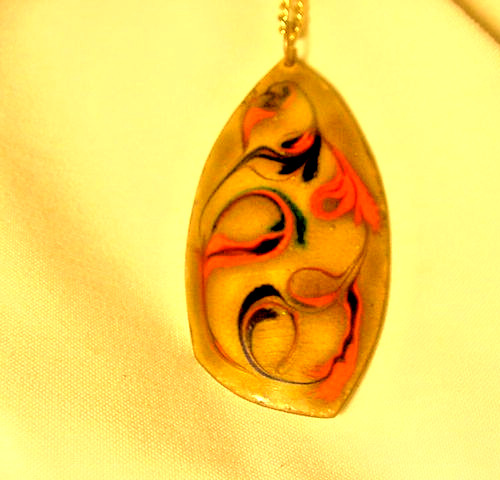 H. Kidd Austria MCM Enamel Pendant Necklace Bird Headed Dakini Dakinis charm 28″